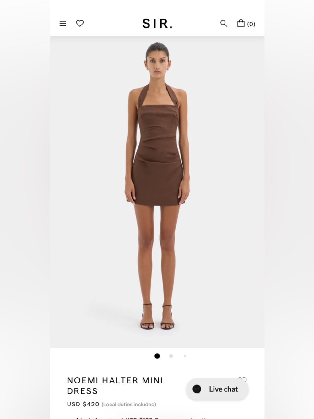 SIR The Label - Noemi Halter Mini Dress in Brown